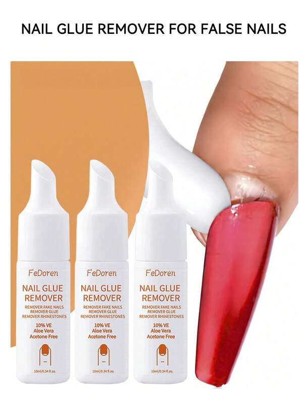 3PCS Special Nail Glue Remover For False Nails, Fast Dissolving Adhesive Remover, Easily Removes Crystal Nails, Press-On Nails And Rhinestones - Convenient Pry Cap, Vitamin E-Enriched Formula, Quick And Easy Application