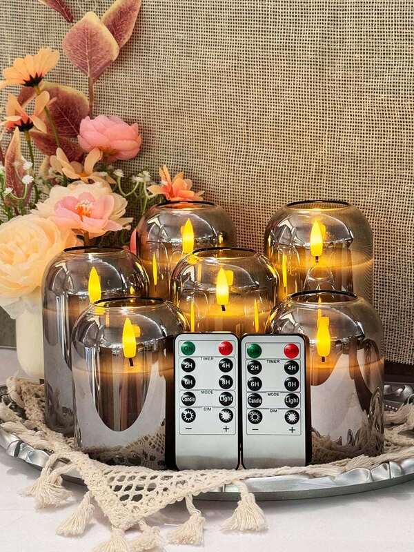 1/3/6pcs Set Battery Powered LED Candle Lights, Remote Control Timed Outdoor Pillar Candles, Realistic Flickering Flame Electronic Candle Sticks For Home, Bedroom, Wedding, Proposal, Christmas, Halloween, Outdoor Garden, Company Party