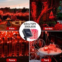 1入 LED 太陽能戶外串燈，8 種模式 DIY 銅線仙女花環燈 7M 50LEDS/12M 100LEDS/17M 150LEDS/22M 200LEDS/32M 300LEDS 聖誕燈飾裝飾，防水太陽能路徑燈適用於花園、露台、婚禮、派對裝飾 - 銅色 - 查看 21