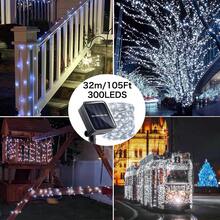 1入 LED 太陽能戶外串燈，8 種模式 DIY 銅線仙女花環燈 7M 50LEDS/12M 100LEDS/17M 150LEDS/22M 200LEDS/32M 300LEDS 聖誕燈飾裝飾，防水太陽能路徑燈適用於花園、露台、婚禮、派對裝飾 - 銅色 - 查看 31