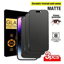 ZYSHI 3片装磨砂陶瓷隐私屏幕保护膜，兼容 17 Pro Max/17 Pro/17/Air/16 Pro Max/16/16 Pro/16 Plus/14 Pro Max，9H+防刮，触控灵敏，兼容手机壳，包含清洁套装，高品质9H+陶瓷膜 - 黑色 - 查看 8