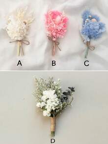 1/2/4/6/8/10/12 束蓝色迷你干花束、波西米亚风婚礼桌饰干花束、干蒲苇、新郎和伴郎胸花、干蛋糕花