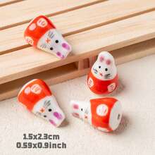 5pcs Cute 15*23mm 3D Rabbit Handpainted Ceramic Beads, Suitable For DIY Bracelet, Necklace, Earrings, Phone Charm, Keychain, Jewelry Making, Loose Beads With Hole - Rabbit - View 10