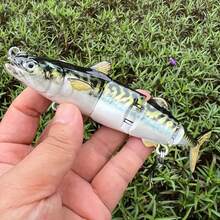 1 pezzo Esca da pesca bionico da 5,9 pollici - 1,16 once, a 4 segmenti, adatto per acqua dolce e salata, galleggiante multi-snodato, adatto per salmone, pesce gatto, persico trota e persico di fiume