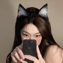 1个万圣节/圣诞节猫耳头箍，服装配饰，女士发箍 - 黑色 - 查看 2
