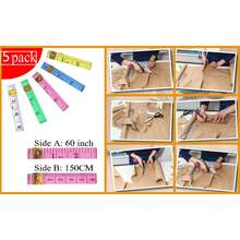 5PCS Soft Tape Measure, 60in Double Scale Ruler Measuring Tape Fabric Sewing Ruler For Body Measurement Weight Loss Cloth Knitting Craft(White,Rose Red,Yellow,Blue,Green) - Multicolor - View 4