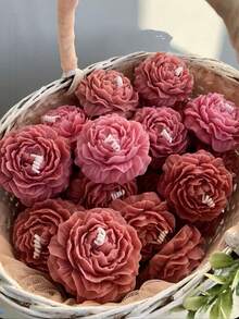 شمعة عطرية على شكل زهرة البيونيا ثلاثية الأبعاد، متوفرة بحجمين صغير/متوسط، رائحة منعشة + وظيفة ديكورية، مناسبة لديكور حفل الزفاف، هدايا عيد الحب واستخدام يومي في الغرف، مع رائحة زهرية طازجة طويلة الأمد، هدايا للنساء، هدايا، شموع معطرة، شموع