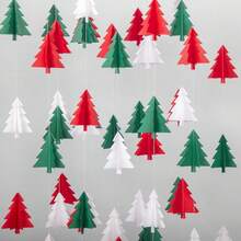 3M 3D Weihnachtsbaum Papier Girlanden in Rot, Weiß und Grün, Weihnachts Party Banner, Weihnachtsdekoration für Zuhause, Hängedekoration, Frohes Neues Jahr 2026 - Verschiedenfarbig - Übersicht 2