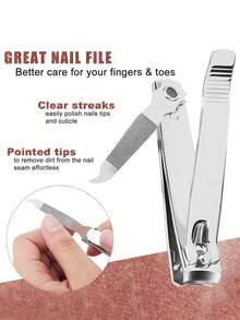 4 件套指甲钳套装：防溅指甲钳，高品质不锈钢指甲钳和脚趾甲钳，耐用刀片，适合每个人的指甲护理工具，卧室、浴室、指甲清洁和修剪 - 彩色 - 查看 2
