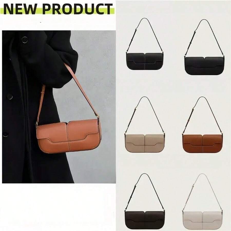 1pc包包手提包偏好包型高级感皮革手提包小众设计包新款简约奢华斜挎包时尚单肩包 - 彩色 - 查看 1