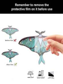 1件亚克力飞蛾窗饰，波西米亚风格家居装饰，自然灵感艺术品，适用于卧室、客厅、花园，送给飞蛾和蝴蝶爱好者的礼物（使用前请撕掉保护膜，材质：亚克力，非玻璃） - 彩色 - 查看 3