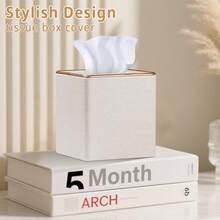 Cubierta de caja de pañuelos cuadrada - Soporte de caja de pañuelos cúbico de moda con base magnética, caja de pañuelos decorativa de PU adecuada para tocador, mesita de noche, escritorio, encimera de cocina, oficina en casa, automóvil, decoración de caja de almacenamiento, regalo festivo - Multicolor - Ver 5