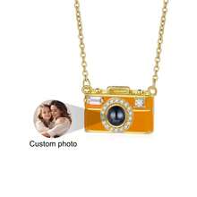 1pc Customized Photo Projection Necklace, Angel's Tear Stainless Steel Pendant With Personalized Photo Inside, Mother's Day Gift - Orange Camera - View 3