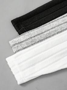 Young Boy Patchwork Ribbed Brushed Turtleneck Sweater Set - Multicolor - View 4