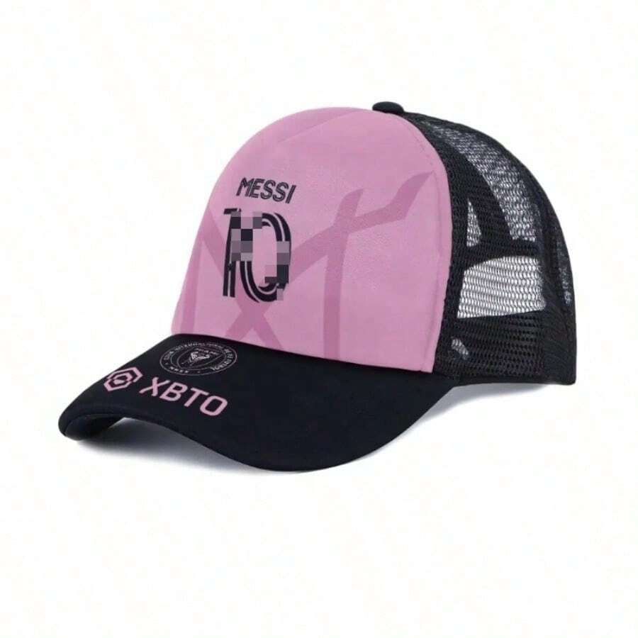 Unisex Adjustable Mesh Baseball Cap With Digital Print, Breathable Wide Brim Sun Hat For Soccer Fans And Outdoor Travel! - Messi Miami - Xem 1