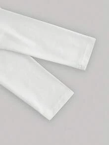 Set de 3 camisetas de manga larga con cuello redondo y fruncido de unicolor casual para niñas