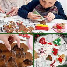 Christmas Tree, Gingerbread Man, Gingerbread House, Snowflake, Candy Cane, Deer Shaped 6pcs Stainless Steel Cookie Cutter Set - Multipurpose Baking Tools For Christmas