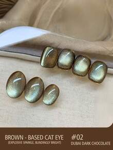 1瓶15毫升猫眼绿色凝胶指甲油，2025新款晶莹闪亮秋冬流行沙漠咖啡棕色猫眼凝胶美甲套装，沙龙专用 - 彩色 - 查看 13