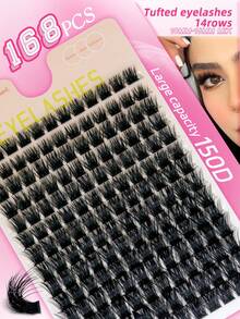 120 peças/168 peças Cílios Postiços Pretos DIY, Cílios Falsos de Vison 150D, Cílios em Cachos Grossos, Extensão de Cílios em Cachos com Enrolamento C/D, Cachos de Cílios, Cílios Individuais, Cílios, Cílios Falsos