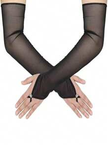 Long Summer Lace Fingerless Gloves, Thin Ice Silk Fashionable Gloves Suitable For Masquerade