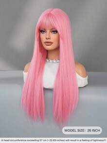 7JHH WIGS 24英寸长直发樱桃粉色假发，女士款，蓬松柔软的合成假发，带刘海，外观自然，采用非常柔软的耐热合成纤维制成，时尚女孩日常佩戴、动漫或角色扮演、音乐节、舞会、街头服饰等场合的理想选择，也是母亲节礼物的绝佳之选。 - 淺粉色 - 查看 5