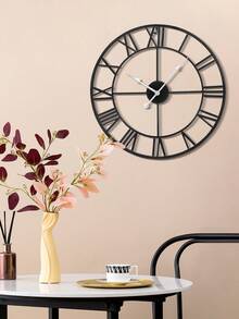 Youyijia 60CM EXTRA LARGE ROMAN NUMERALS SKELETON WALL CLOCK BIG GIANT OPEN FACE ROUND - Silver - View 2