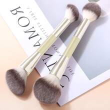 2pcs Dual-Ended Multi-Functional Makeup Brushes, Soft & Fluffy, Durable ABS Handle, Powder, Blush, Highlighter, Contour Brushes, Travel Friendly Cosmetic Tools