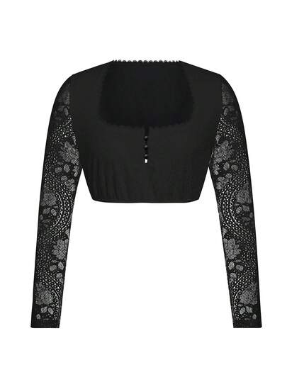 ii Women's Bavarian Oktoberfest Costume Traditional Dirndl Blouse Beer Garden Square Neck Lace Crop Top, Halloween