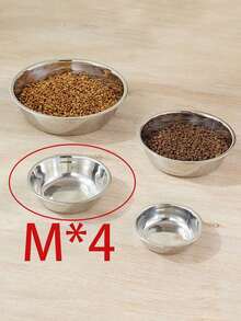 1pc/2pcs Stainless Steel Cat/Dog Bowl, Pet Feeding Bowl, Anti-Slip Anti-Bite Durable