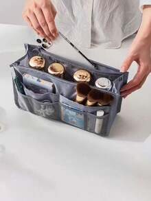 New Multi Functional Double Layer Zipper Bag With Convenient Travel And Large Capacity Divided Storage Bag, Handheld Lightweight And Large Capacity Makeup Bag, Double Zipper Thickened Toilet Bag, Multi Functional Data Cable Storage Bag, Sorting And Divided Storage Bag