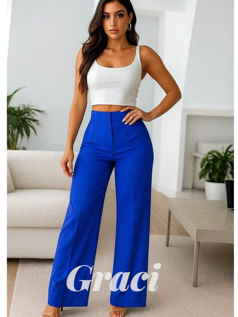 Pantalón Acampanado de Pinzas - azul real - Ver 1