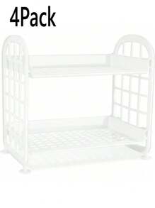 1 件双层桌面收纳架 - 2 层可调节塑料收纳架，带方形篮子设计，多功能桌架，适用于厨房、浴室和办公室使用，重量轻且节省空间 - 彩色 - 查看 19