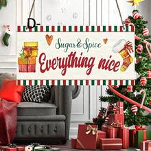 1 PIEZA Cartel de madera colgante de Feliz Navidad - Tablero de madera estilo rústico con decoración festiva - Encanto universal de porche invernal para fiesta de bienvenida, decoración de fiesta y decoración navideña exterior