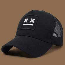 1 件男士笑脸刺绣棒球帽，时尚卡车司机帽，可调节户外防晒休闲帽，适合春季、秋季、旅行、海滩度假