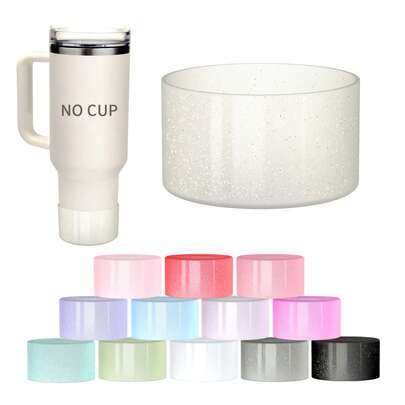 1/2 paquets de couvercle de protection en silicone cool et transparent pour bouteille d'eau, convient pour des tasses à glace de 12 à 40 onces, couvercle de fond antidérapant, accessoires de 7,5 cm en plusieurs couleurs convenant aux tasses à glace, housse de protection durable, convient pour les sports d'extérieur