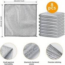 Metal Wire Dish Cloth 10 Pack Nonstick Kitchen Cleaning Cloths For Pots, Pans, And F - Silver - View 2