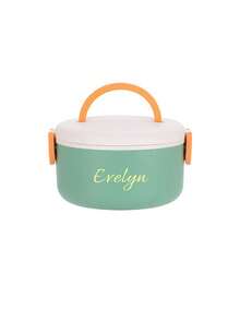 304 Stainless Steel Multi-Layer Plastic Lunch Box - Customizable Name Engraving, Round Smiling Face Design | Suitable For Students And Office Workers, Available In Three Colors | Leak-Proof Microwave- Lunch Box - And Durable Lunch Box, Back-To-School Essential For A Fresh And Organized Meal Experience - Multicolor - View 12