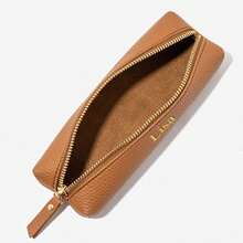 Costomized Letters PU Pebble Leather Office Zipper Pen Case, Personalized Student Pencil Bag, Large Capacity Handmade Creative School Stationary Organizer Pen Bag Pouch, PU Storage Peicil Case