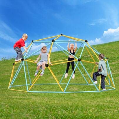 Climbing Dome, 12FT Geometric Dome Climber Play Center For Kids 3 To 10 Years Old, Jungle Gym Supports 750LBS And Easy Assembly, With Climbing Grip, Outdoor Backyard Play Equipment For Kids