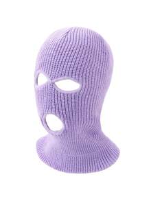 1 件纯色休闲简约 3 孔拉法帽，男女通用街头骑行防风耳颈保暖面罩便帽