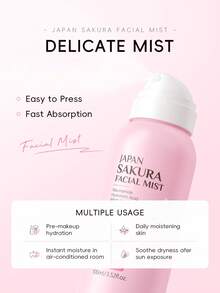LAIKOU 1 Bottle Japan Leikou Sakura Hyaluronic Acid Deep Nourishing Facial Mist, 100ml Moisturizing Toner, Pore Minimizing, SPA-Grade Skincare, Ideal For Travel, Camping, Hiking, Outdoor Activities, And As A Skincare Gift Or Self-Care/SPA Makeup - 100ml - View 5