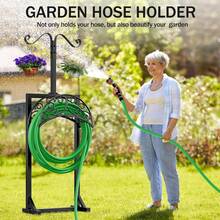 [1pc] Metal Garden Hose Holder | Outdoor Water Hose Reel Bracket For FLawn & Patio | Black - Đen 5 gai + 2 sừng chăn cừu - Xem 4