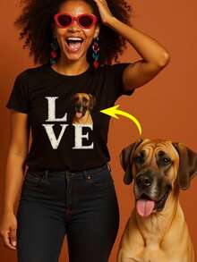 Customized Pet Portrait, Customized Bootleg Shirt, Cat Shirt, Customized Pet Cat & Dog Shirt, Pet Memorial Gift, Customized Retro Cat Bootleg Shirt, Pet Lover Gift, Dog Mom Cat Mom Shirt, Gift, Customized Women T-Shirt