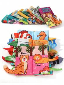 Infant Enlightenment Early Education Tear-Resistant 6-Page Cloth Book, 0-1-2 Years Old Baby's First Book, Built-In Fun Crinkle Paper, Washable & Chewable Material, Animal/Ocean/Insect/Fruit Themes Available, Newborn Sensory/Cognitive Development Toy, Christmas/Halloween Parent-Child Interactive Gift, Thanksgiving Gift For Boys & Girls - Multicolor - View 10