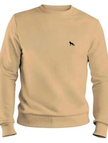 Men's Sweatshirt, Flannel Cold Weather Top, Round Neck, Mega - 米色 - 查看 1