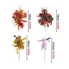 10pcs Multicolor Tinsel/Gold/Green/Red Shiny Tinsel Cake Baking Decor Picks, Suitable For Cake Decorating And Baking, Cupcake Packaging, Birthday Party, Wedding And Tabletop Centerpiece, Christmas - Multicolor - View 8