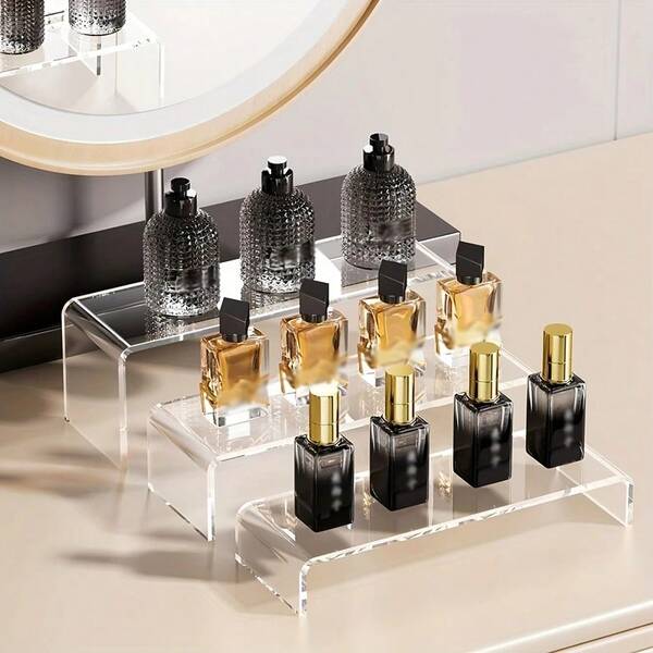 3 Stück/Set INS Stil transparente Acryl Riser Halterung - Tisch Parfüm Ausstellungsständer für Damen und Herren in T-Form - stapelbarer Schreibtisch Organizer - Make-up Organizer - Schönheit Aufbewahrung und Sortierung - Kosmetik Aufbewahrungsregal - Ätherisches Öl Box | Schönheits-Accessoires - Bad Accessoires & Zimmer Accessoires | Büro Schreibtisch Organizer - Handyhalterung Tasche, Make-up Tasche, Kulturbeutel, Schreibtisch Organizer, Kosmetiktasche, Make-up Beutel, Schmuckkasten, Beutel, Make-up Pinsel Halter, Pinsel Halter, Parfüm Organizer, Beutel Tasche