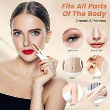 جهاز إزالة الشعر الكهربائي للنساء بدون ألم، قابل للشحن عبر USB مع ضوء LED، تصميم إرجونومي لإزالة الشعر من الوجه والشفاه والساقين، يأتي مع كابل شحن USB وفرشاة تنظيف، أداة تجميل محمولة وعالية الجودة - متعدد الألوان - مشاهدة 4