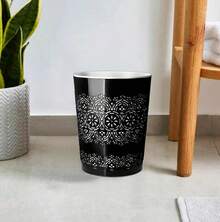 HOMION 9 Litre Flora Waste Container Basket Storage Bin For Office Room Bathroom Usage Light Floral Plastic Smooth - Black - View 4