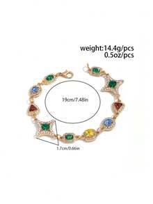 Pulsera de cadena de cristal multicolor elegante y minimalista vintage, joyería casual y encantadora de moda para hombres, accesorio de fiesta para todos los días - Pulsera geométrica de diamantes de imitación - Ver 6